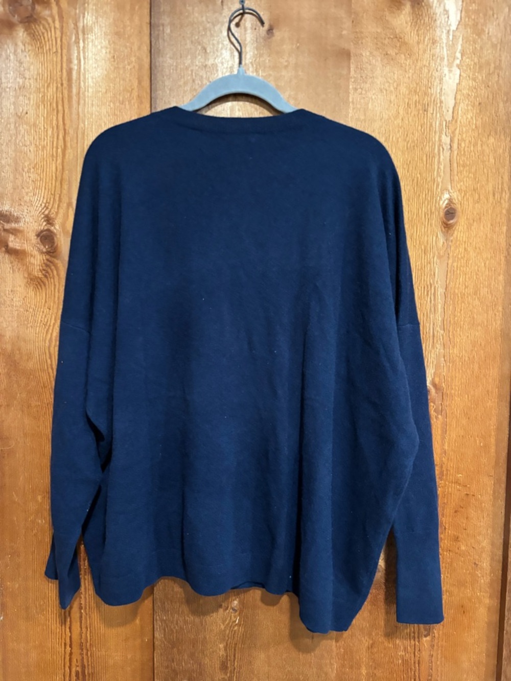 NWT J.Crew 100% Cashmere Oversized V-Neck Sweater Navy Blue 2X H0764 - Picture 2 of 7
